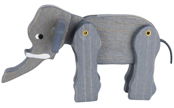 Miniature elephant, movable, 18 cm, colored by Seiffen.COM_1