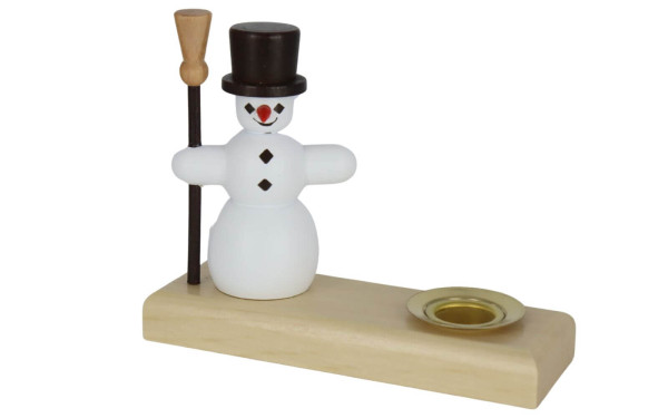 Candle holder with snowman, 9 cm, colored by Spielzeugmacher Günther