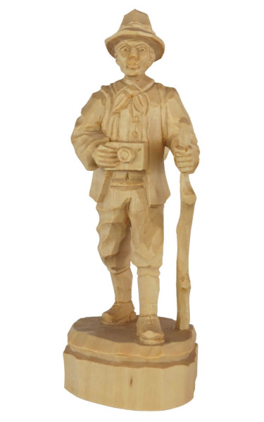 Hiker, carved, natural, 12 cm by Schnitzkunst aus dem Erzgebirge