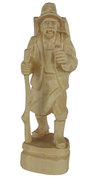 Woodman with pipe, 16 cm, natural, carved by Schnitzkunst aus dem Erzgebirge