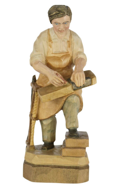 Carpenter, carved, 20 cm, coloured by Schnitzkunst aus dem Erzgebirge