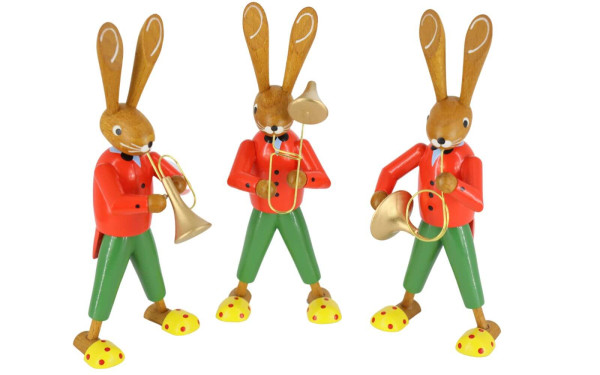 Easter bunny trio of Wind instruments players, 12 cm by Ralf Zenker_1