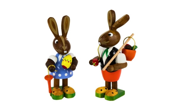 Easter bunny couple with umbrella and pipe by Figurenland Uhlig GmbH_1