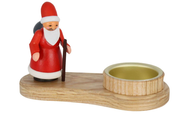 Candle holder with Santa Claus, 8 cm, colored by toy maker Günther