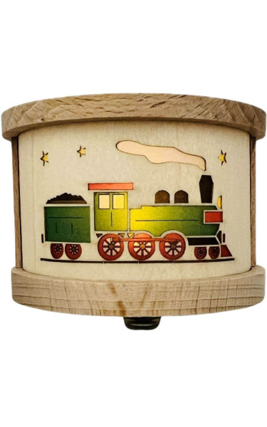 Tea light lantern with train, 8 cm, natural by Richard Glässer
