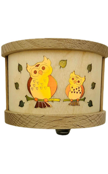 Tea light lantern with owl, 8 cm, natural by Richard Glässer